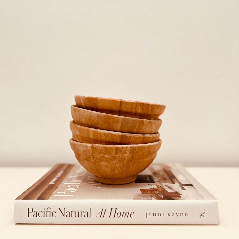 VINTAGE DANSK BLEACH TEAK WOOD MID-CENTURY BOWLS - SET OF 4 - MADE IN THAILAND - Picture 12 of 12
